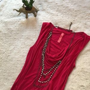eight sixty cowl neck drape top with necklace